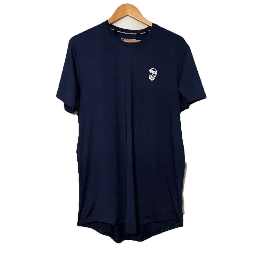 Gymreapers Shirt Mens Large Blue Short Sleeve Skull Performance Weightlifting